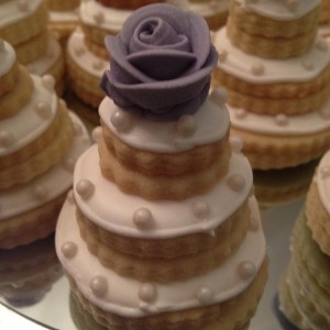 Wedding cake with purple flower  